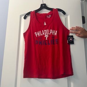 Phillies tank top with cutout back detail NWT